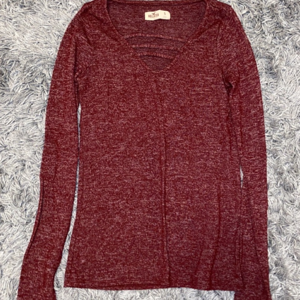 Marled Dark Red Hollister long sleeve tee